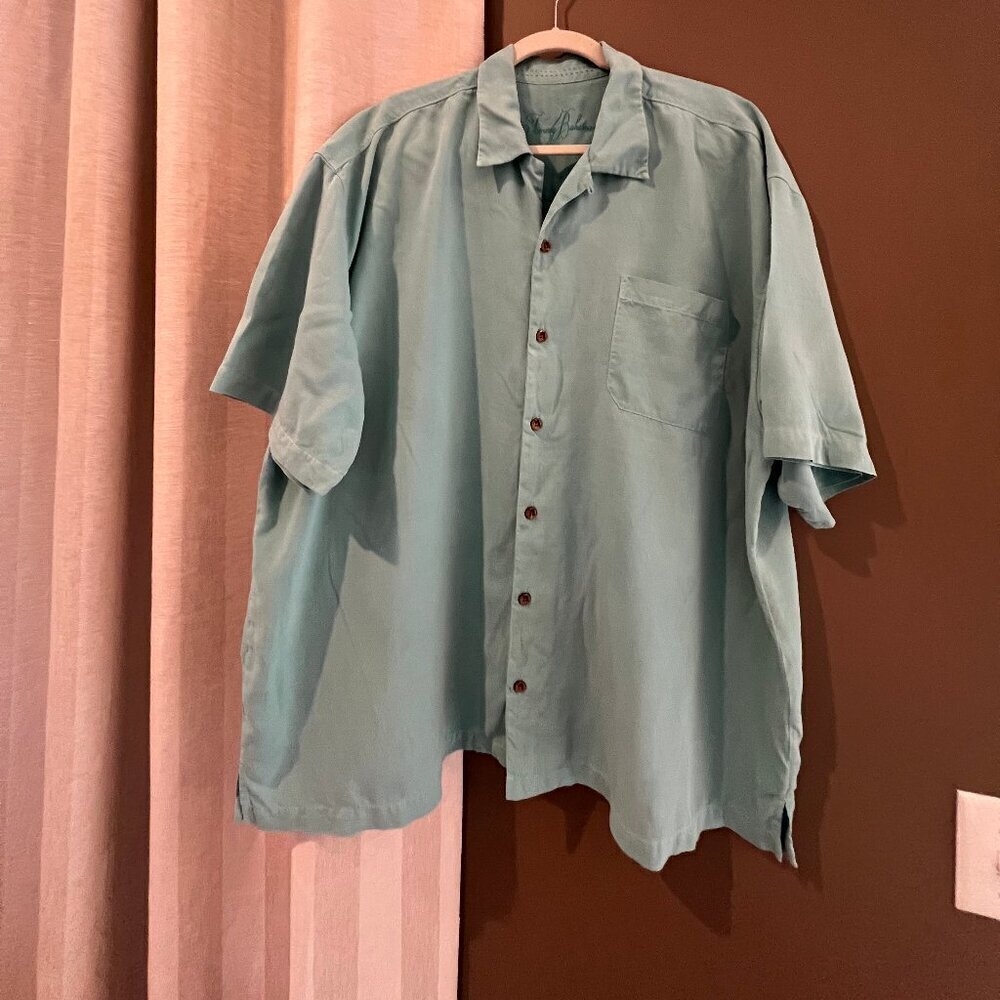 Tommy Bahama Men's Green Silk Camp Shirt Button Down Short Sleeve, Size XXL